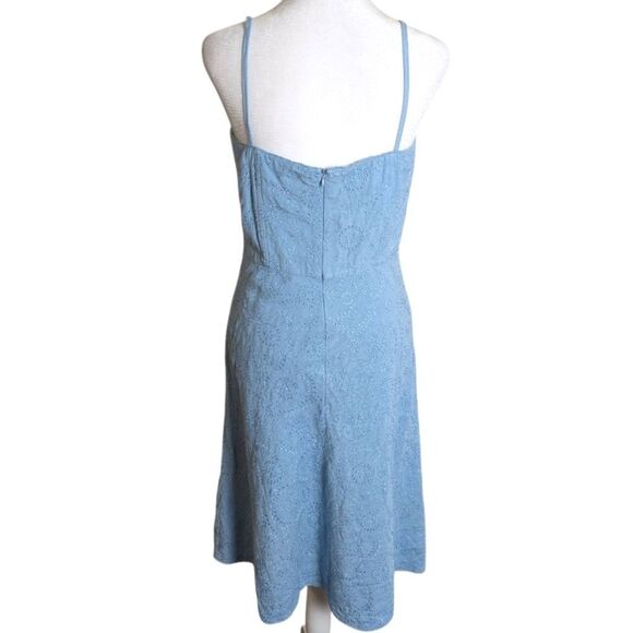 Kenar Sky Embroidered Eyelet Linen Spaghetti Strap Dress Womens 8 - Picture 3 of 9